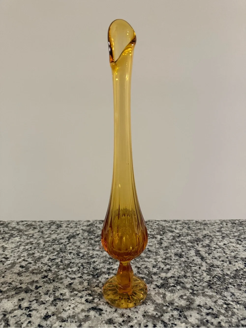 Fenton 13” vintage amber thumbprint vase … excellent condition with sticker! 💛